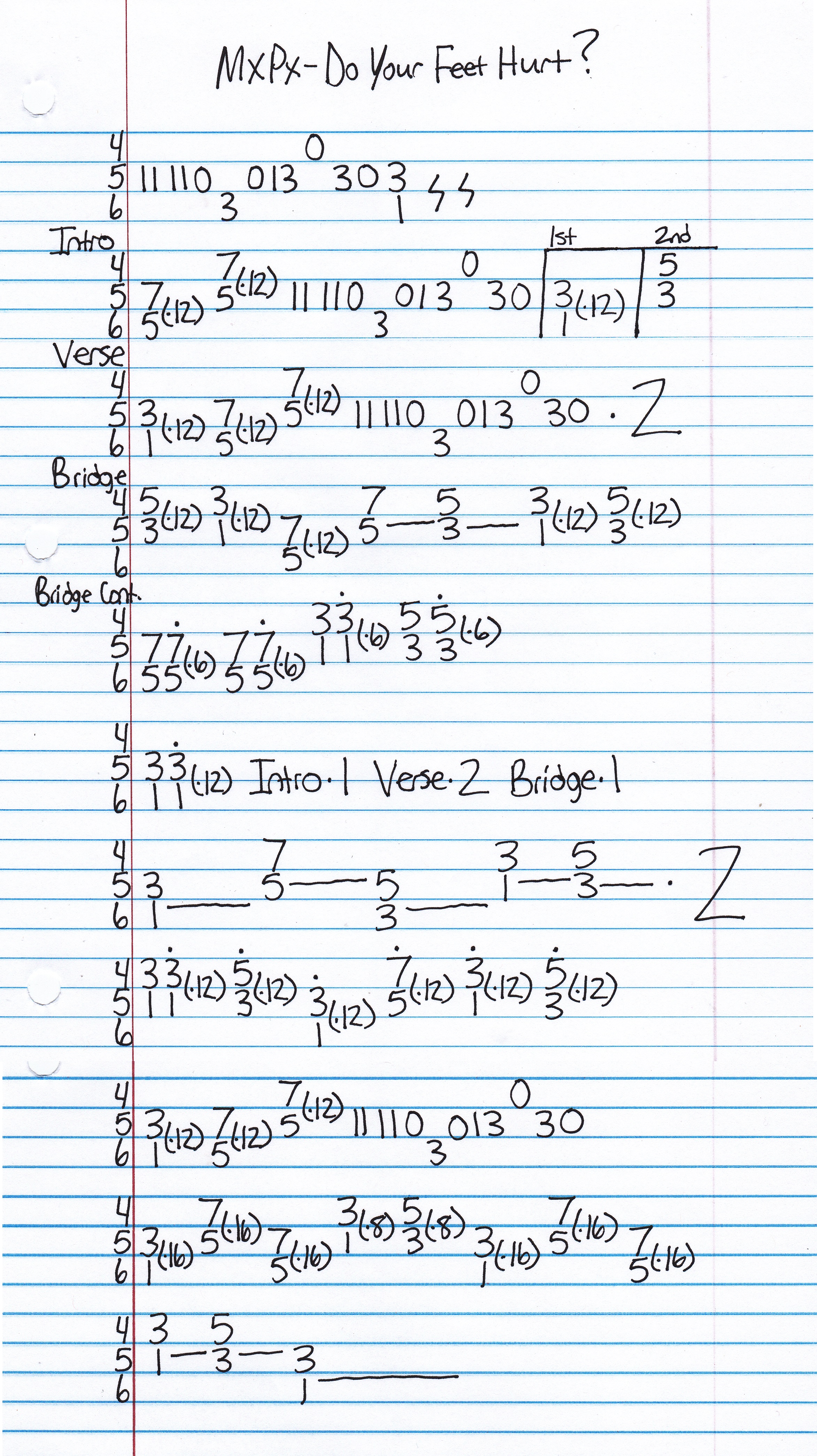 High quality guitar tab for Do Your Feet Hurt by MxPx off of the album Life In General. ***Complete and accurate guitar tab!***